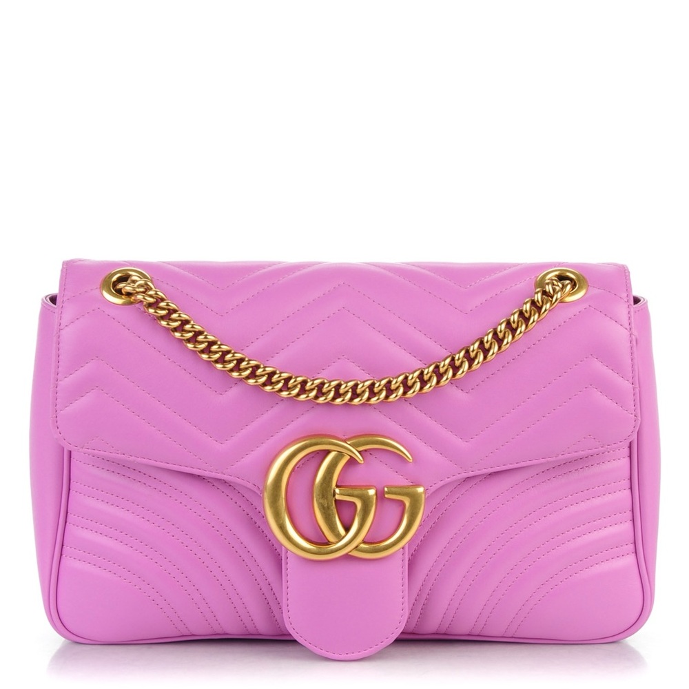 Gucci Pink GG Marmont Quilted Leather Shoulder Bag with Gold Chain
